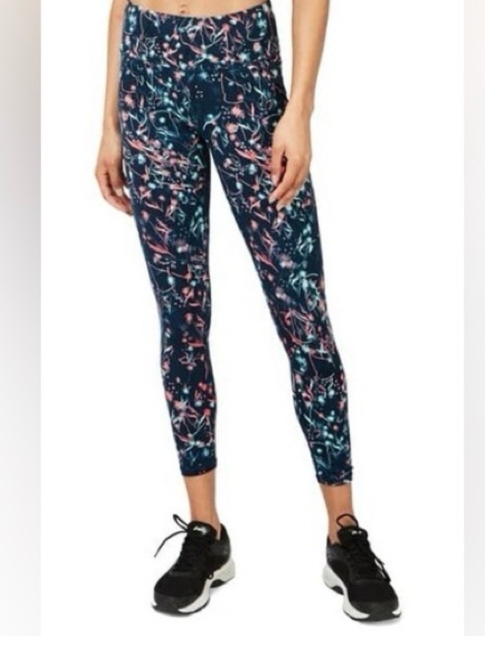 Sweaty Betty Small The Power Sculpt 7/8 Leggings Beetle Blue Mystical Floral S